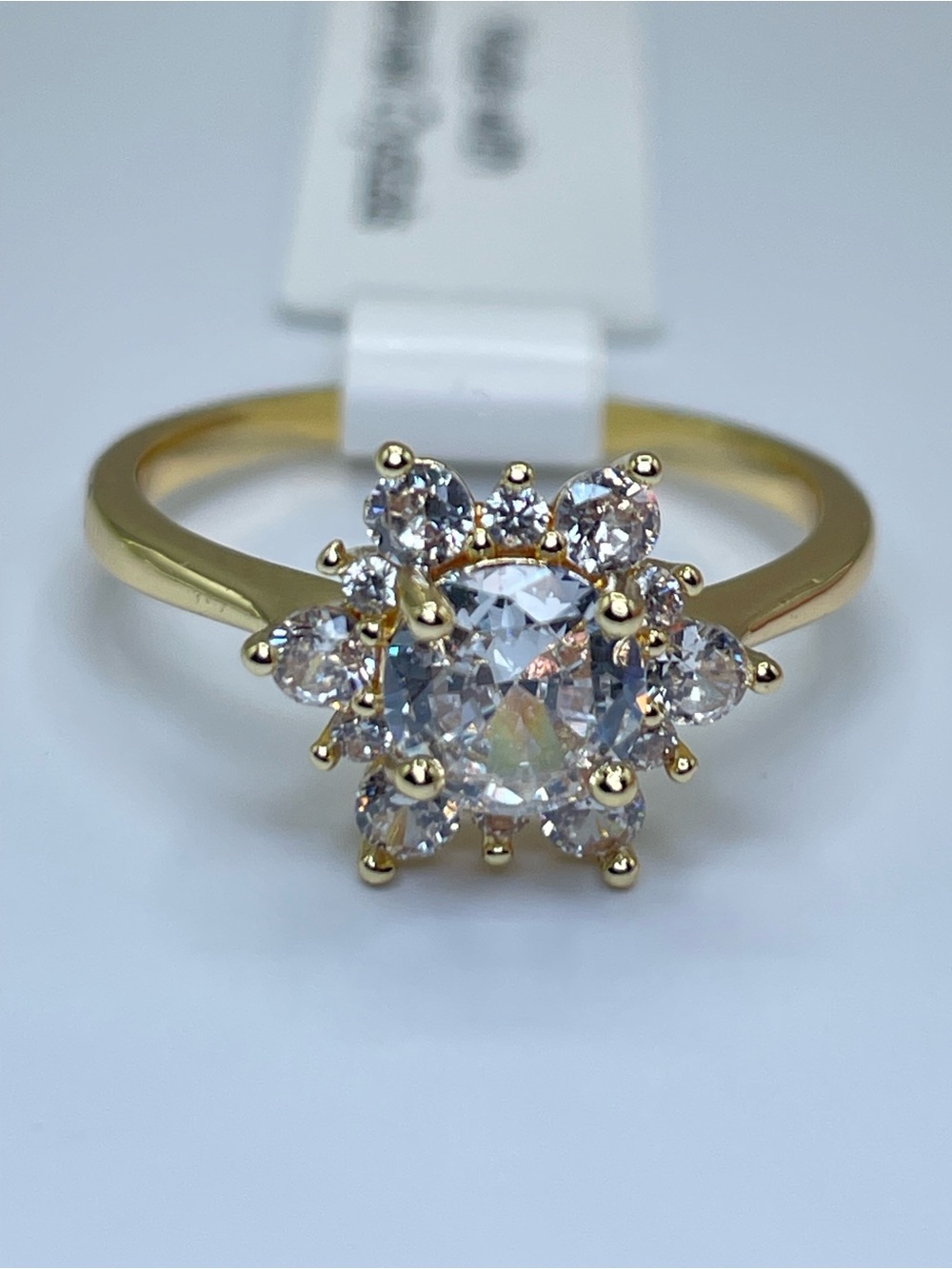 Swarovski Crystal Elements White Swarovski Elements Floral Halo Ring Size 8